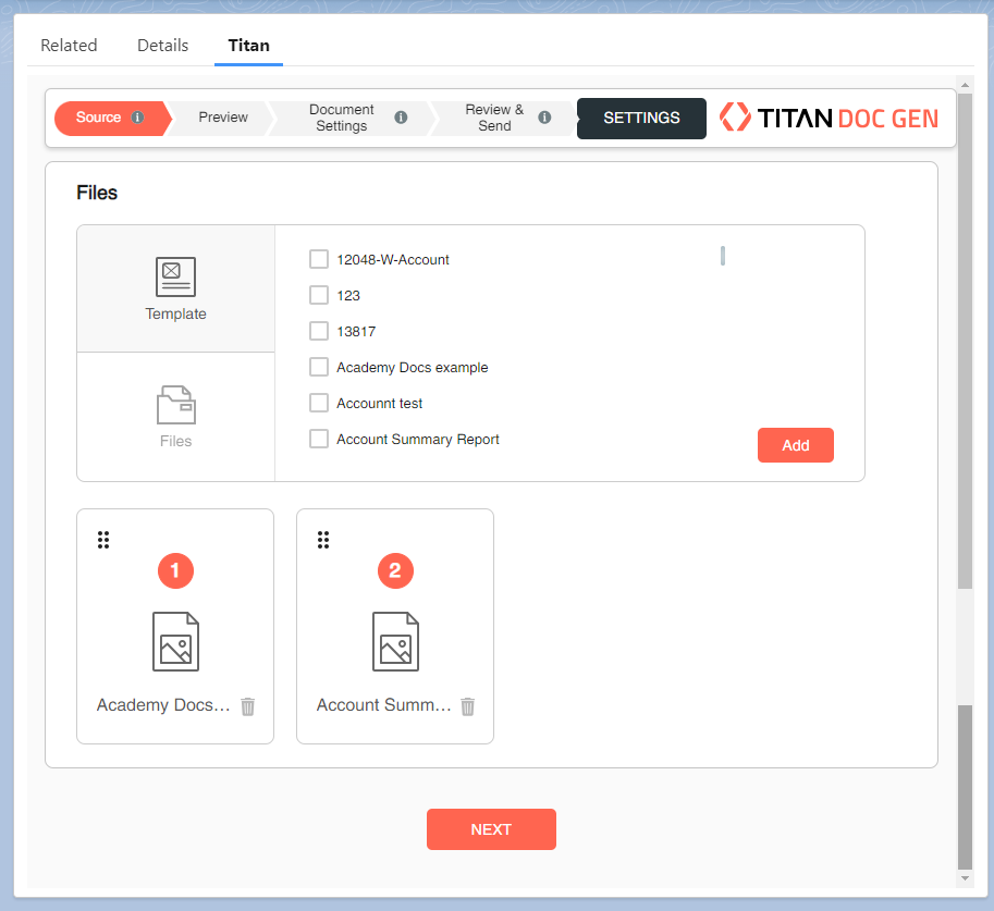 select documents to generate 