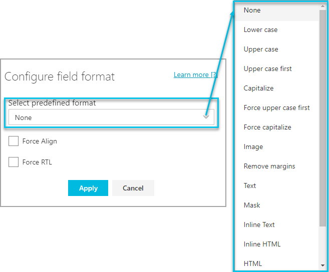 Select predefined format 