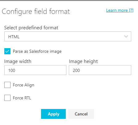 configure field format 