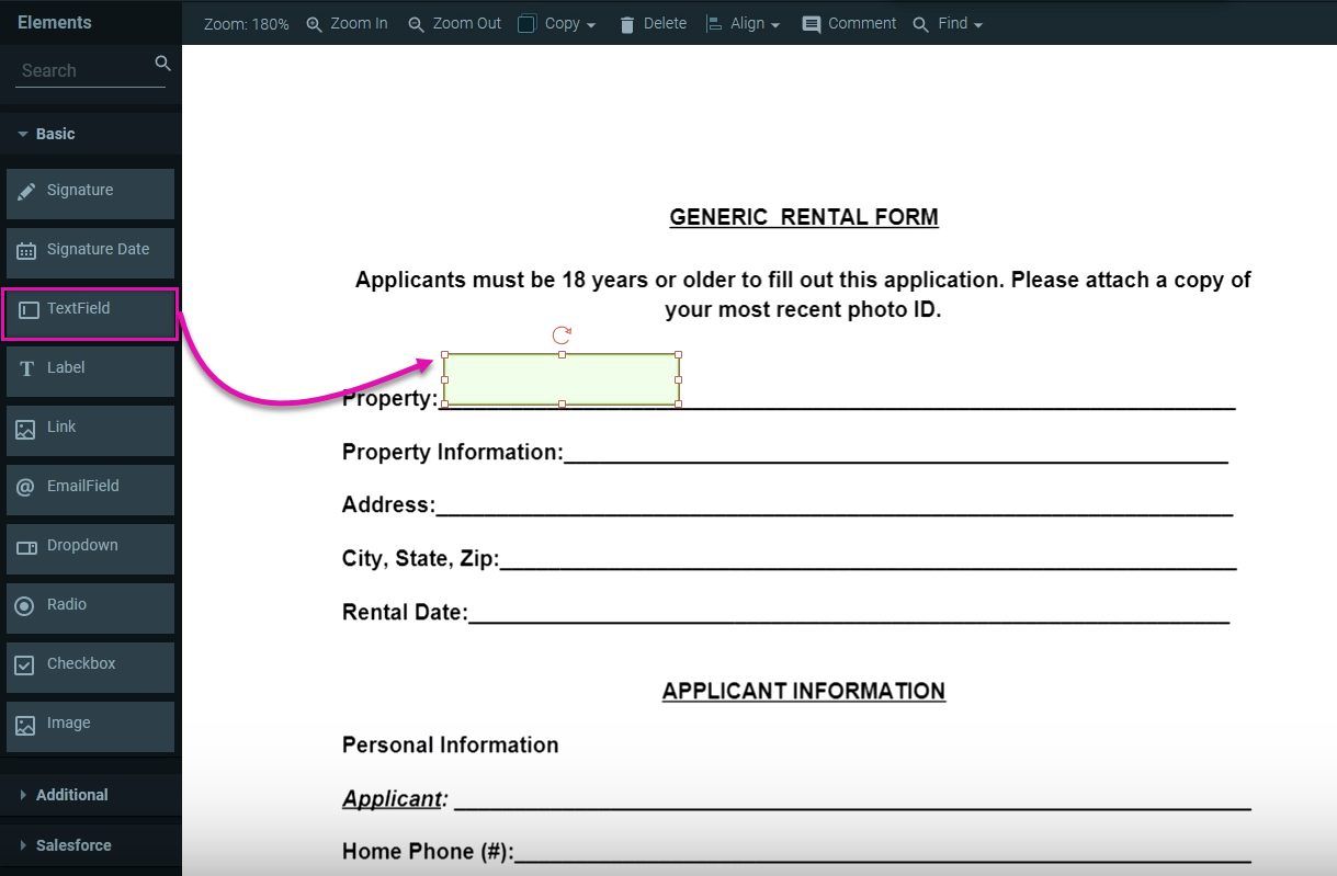 Adding elements to the form 