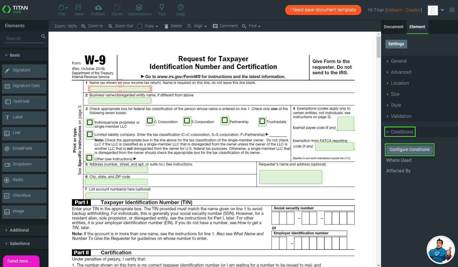 configure conditions 