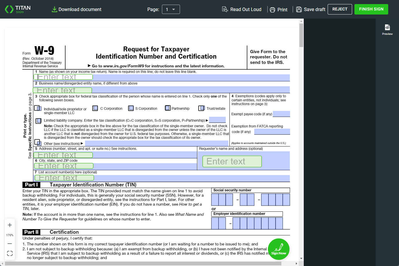 fill in signer fields 