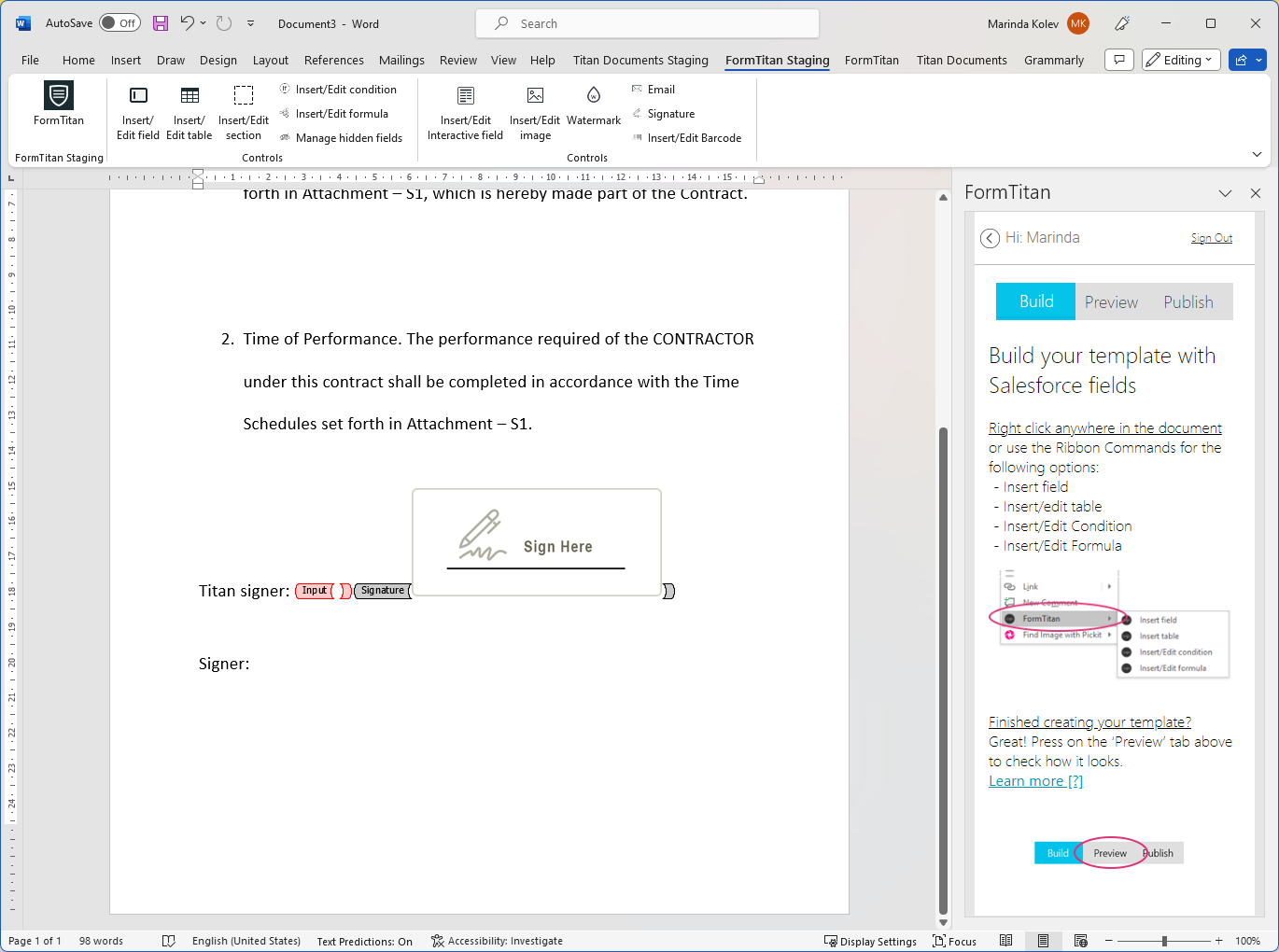 Resizing the signature field 