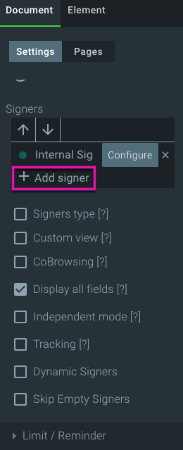 add signer button