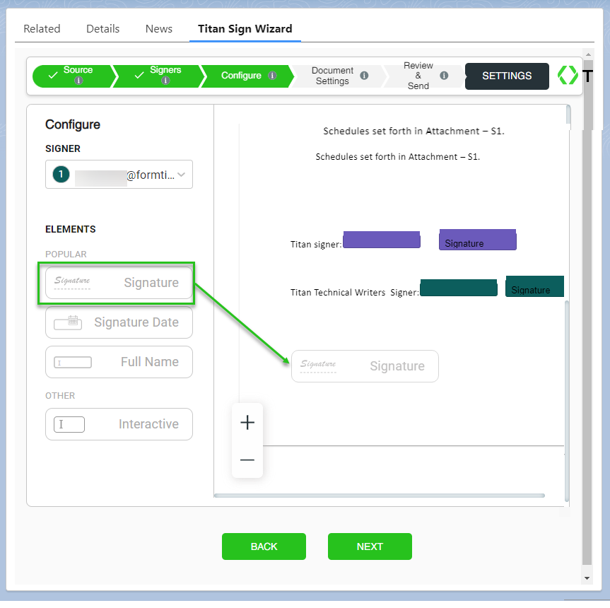 Add elements to the documents 