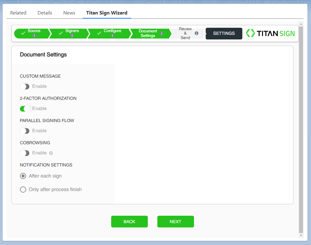 configure document access settings 