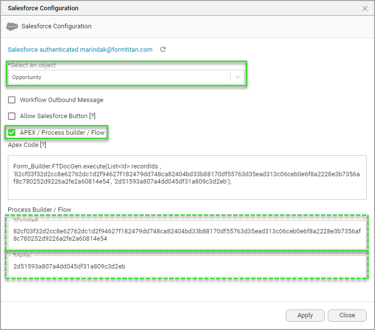 salesforce config screen 