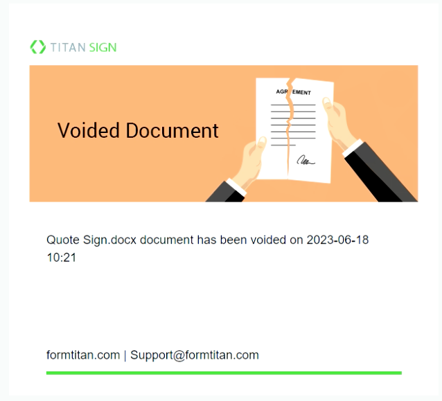 voided document notification 