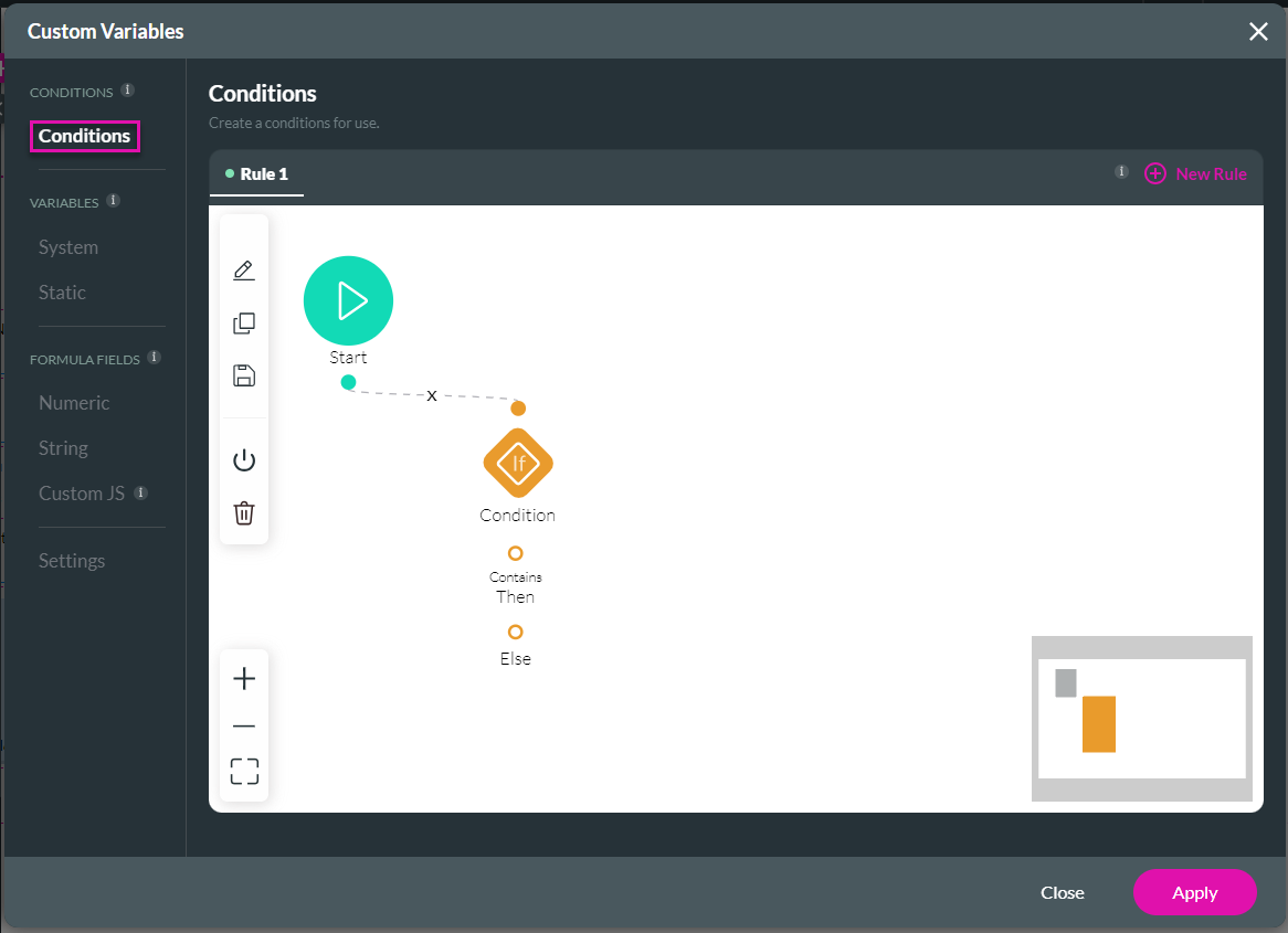 custom variables > conditions 