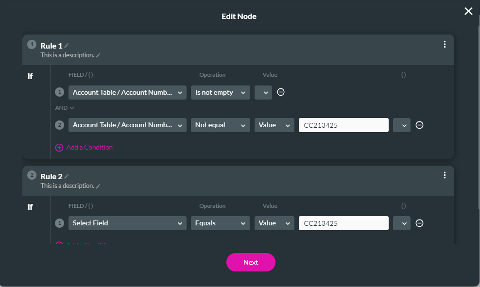 configure conditions 