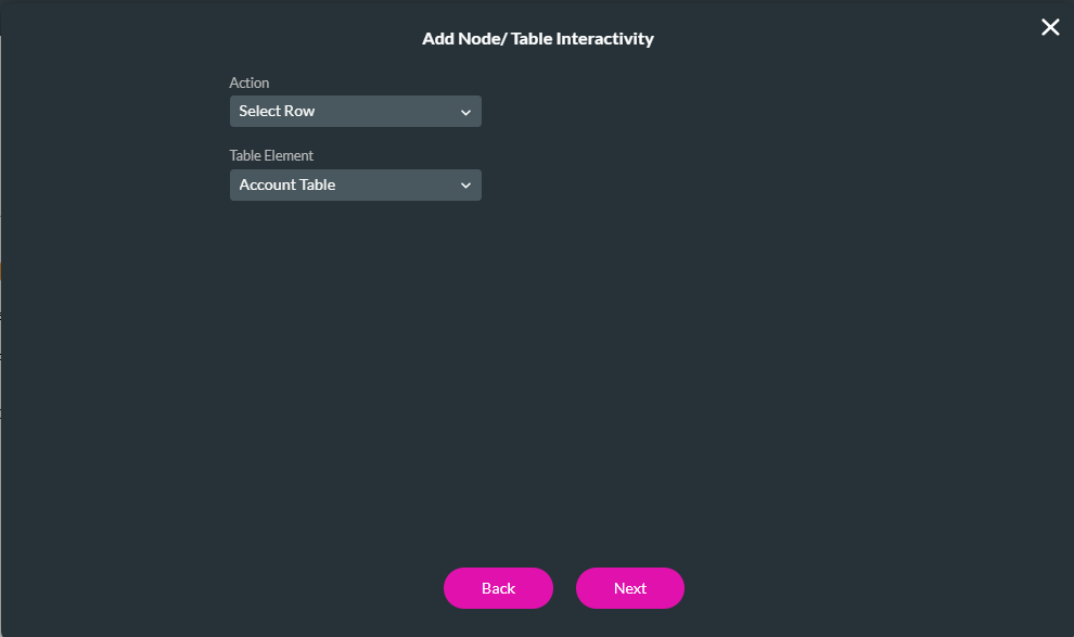 table interactivity configuration 