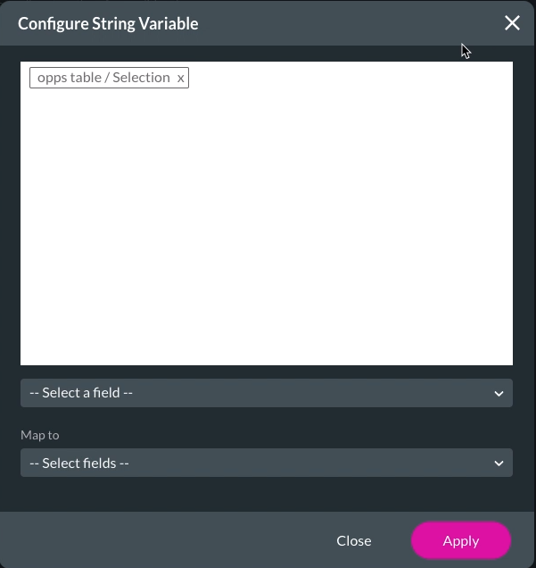 configure string variable 