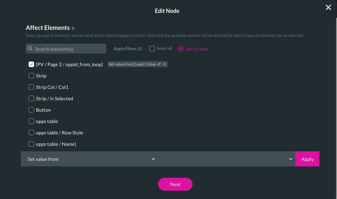 edit node > affected elements 