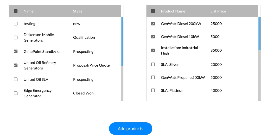 product selections 