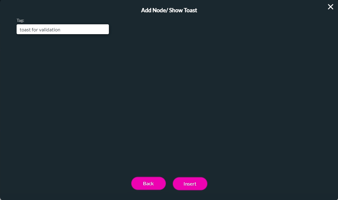 Adding a tag for the show toast node