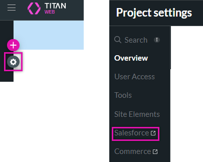 project settings > salesforce tab 