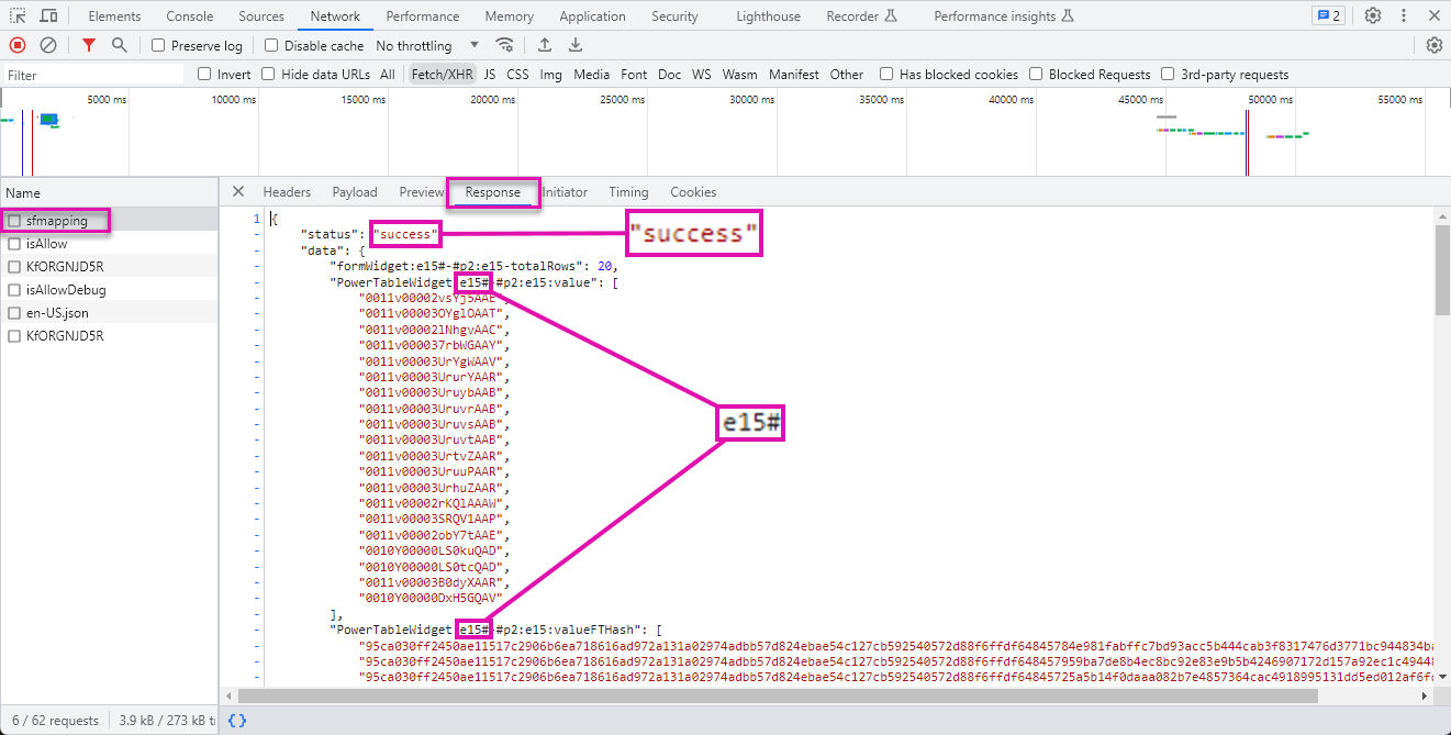 power table mapping 