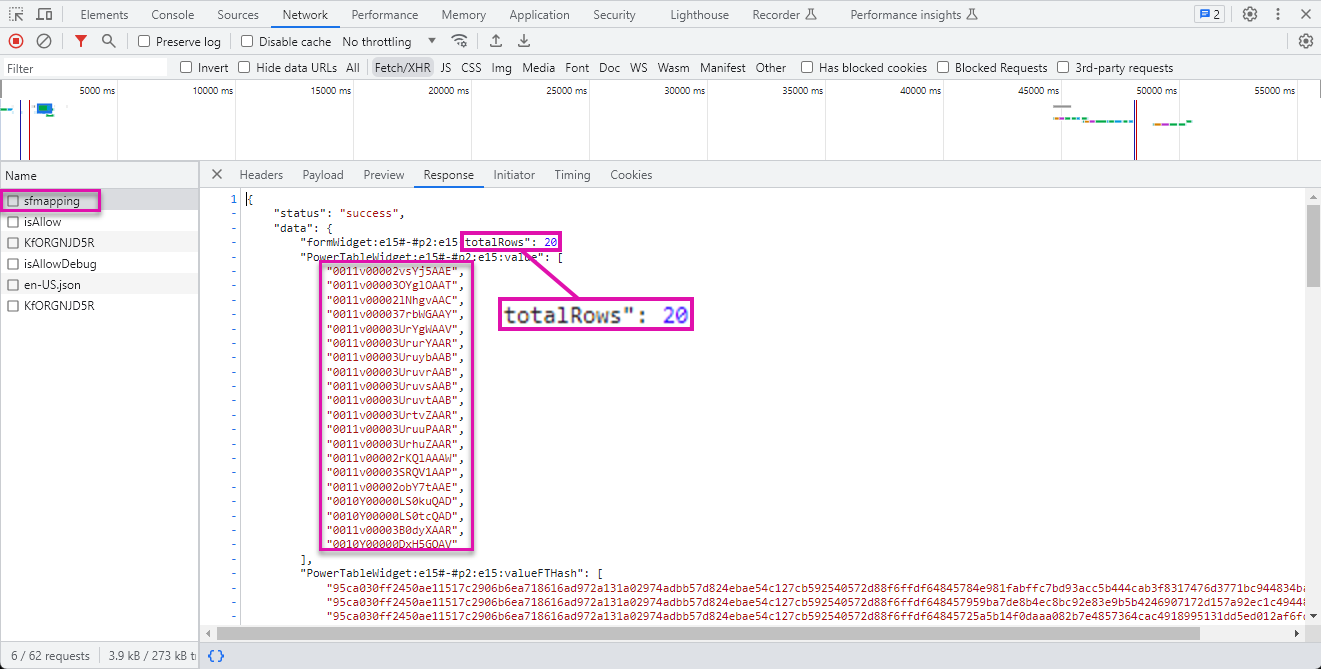 contact queries returned for table 