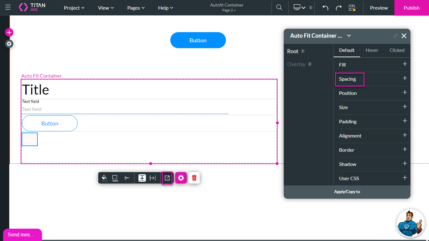 Screenshot showing how to navigate to the element styling menu 