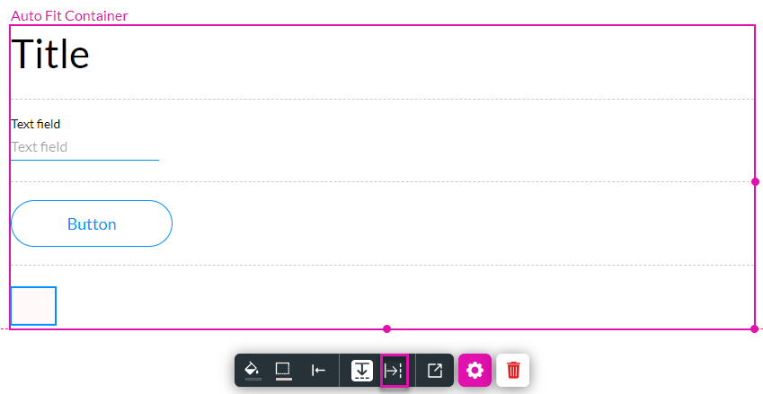 Screenshot showing the vertical alignment options for the autofit container 