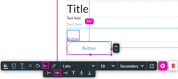 Screenshot of the alignment menu options 