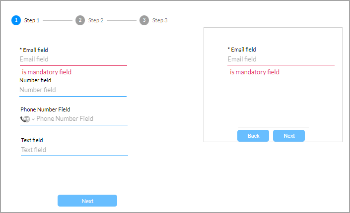 Screenshot showing example of mandatory fields 