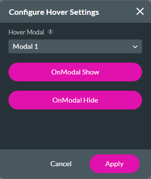 Screenshot of configure hover settings window 