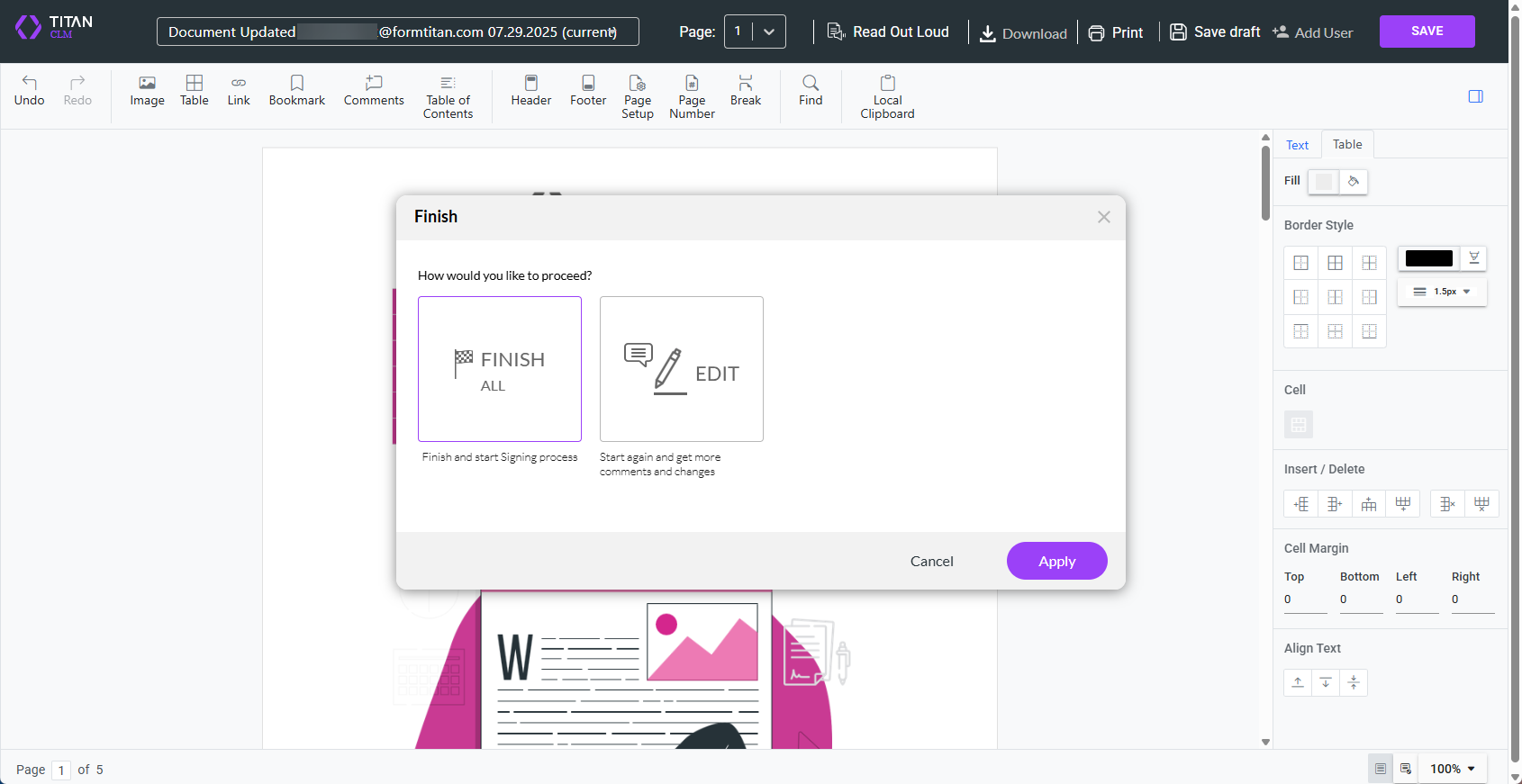 Screenshot showing Finish screen