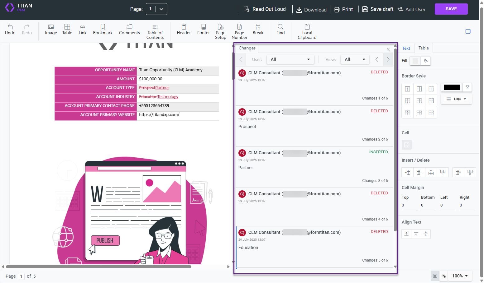 Screenshot of first collaborator's edits