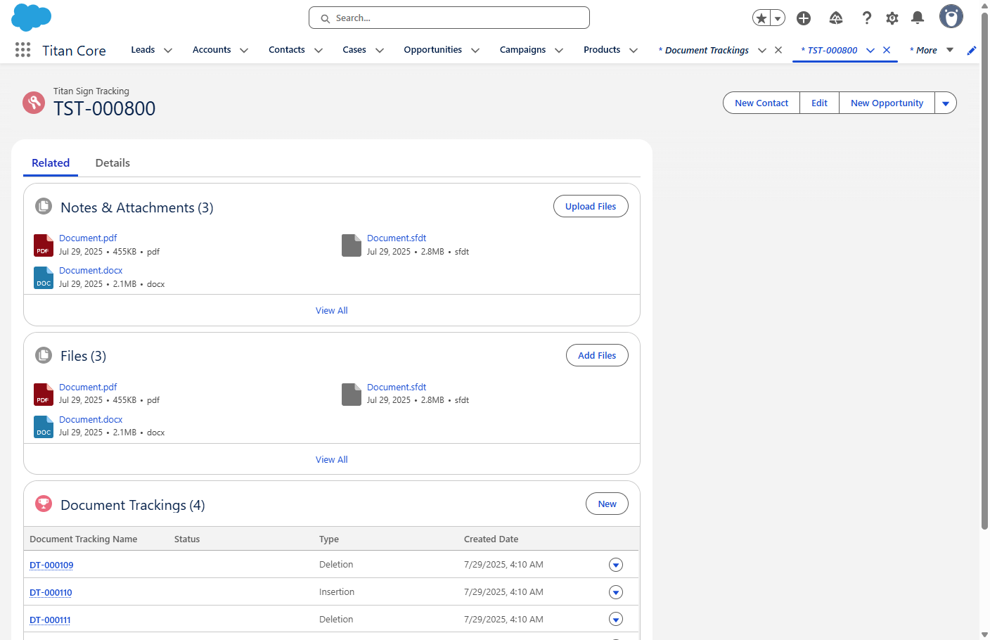 Screenshot of the audit trail