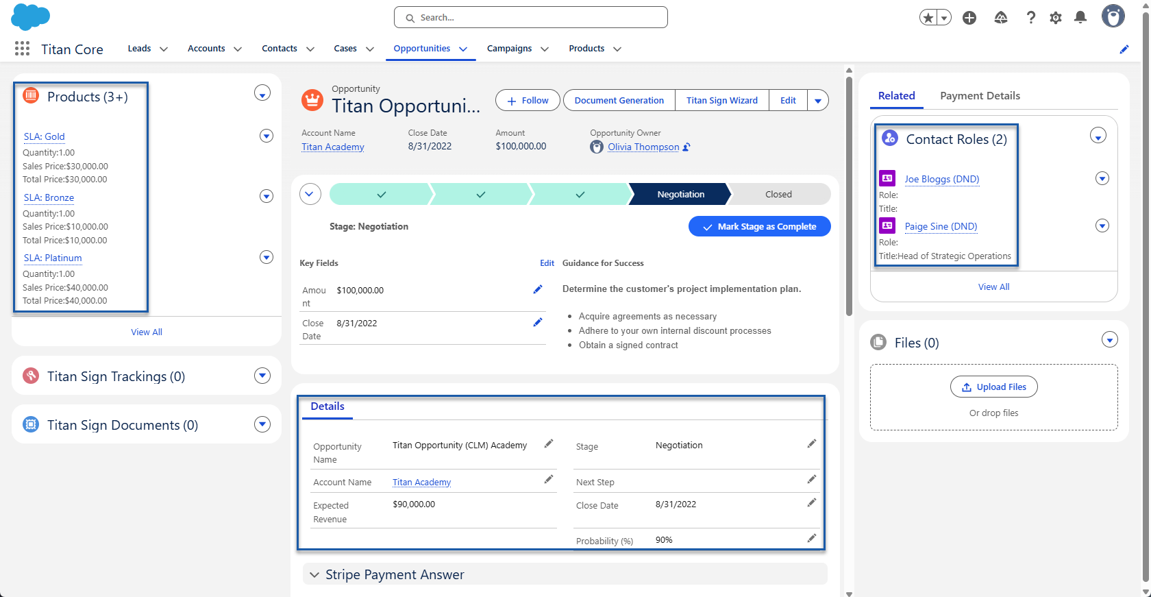 Screenshot of Opportunity record in Salesforce