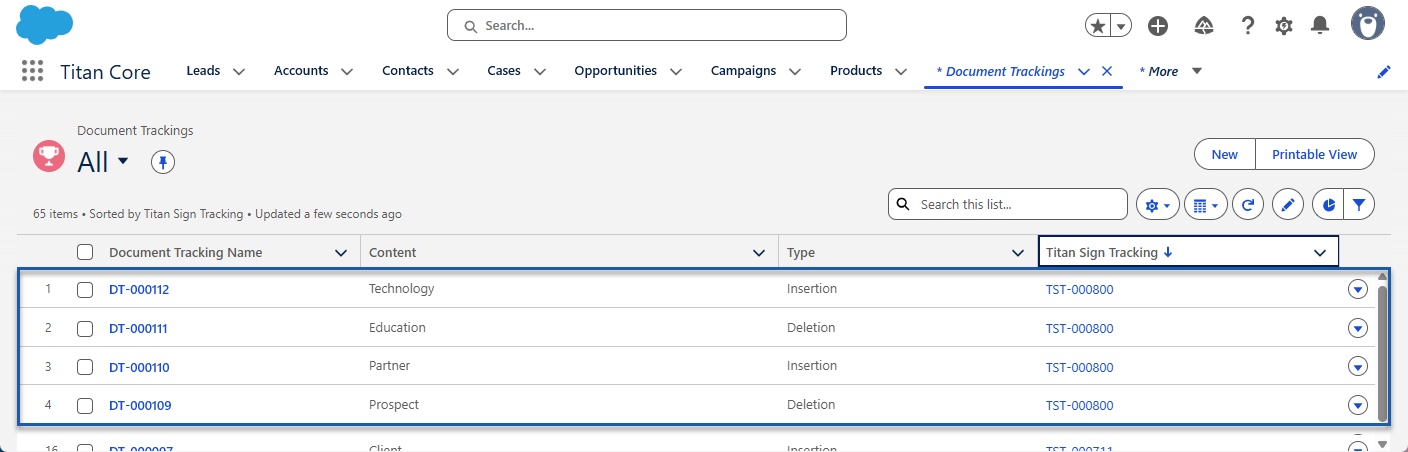 Screenshot of tracking object