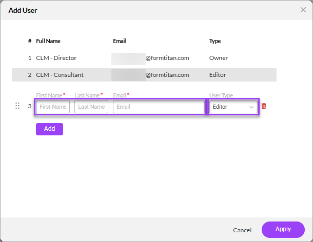 Screenshot showing added user