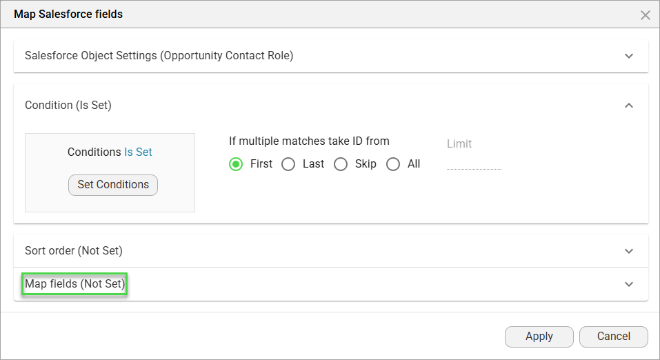Screenshot showing Mapping not set