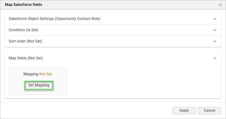 Screenshot showing Set Mapping button