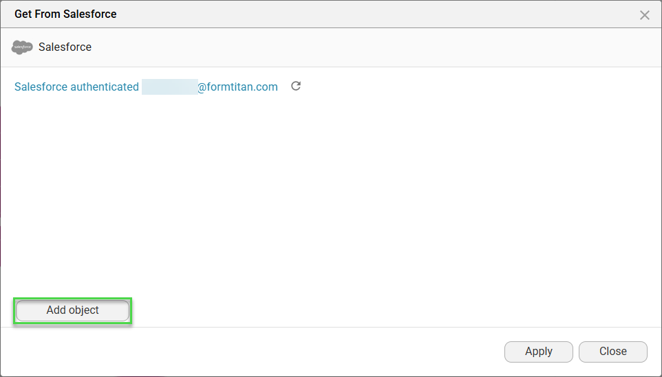 Screenshot showing the Add Object button