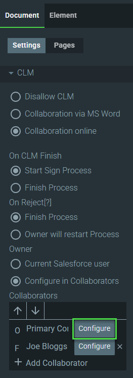 Screenshot of Configure button