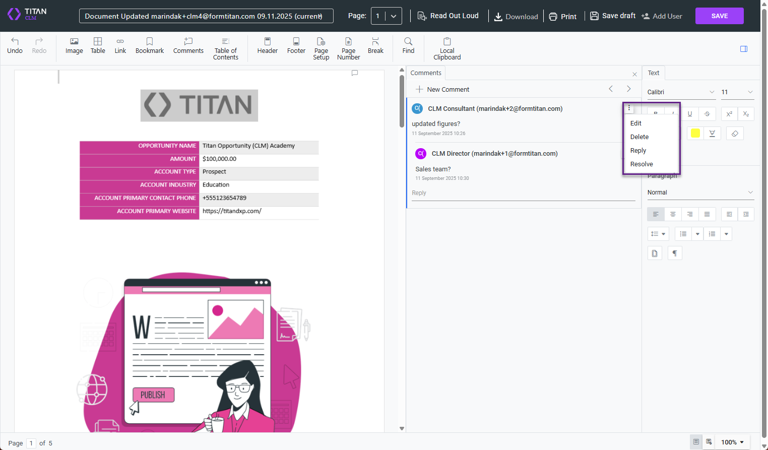 Screenshot showing how to delete comments