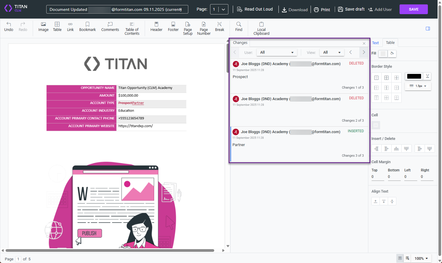Screenshot of final collaborator's changes