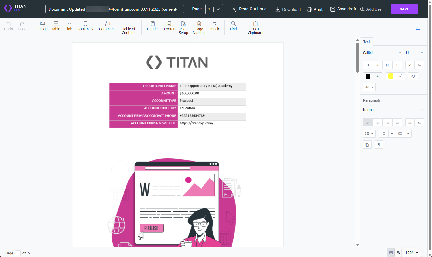 Screenshot of what final collaborator sees