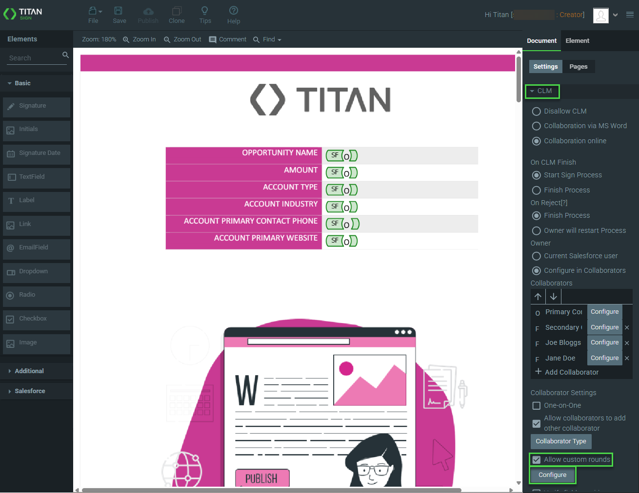 Screenshot showing Allow custom rounds checkbox and Configure button