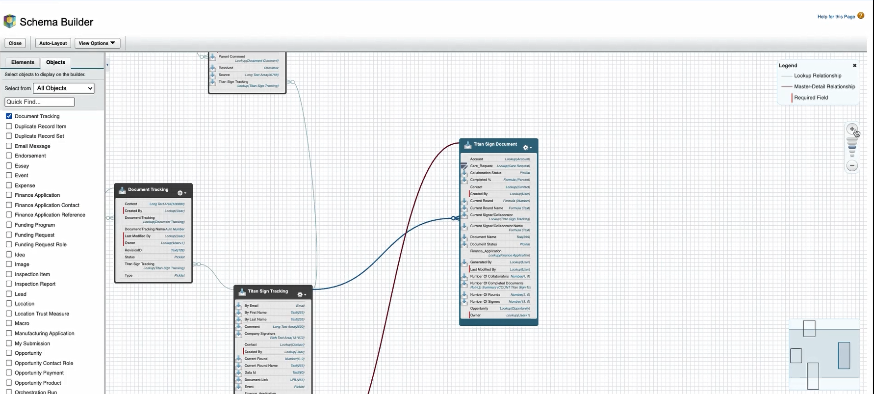 Screenshot of the schema builder 