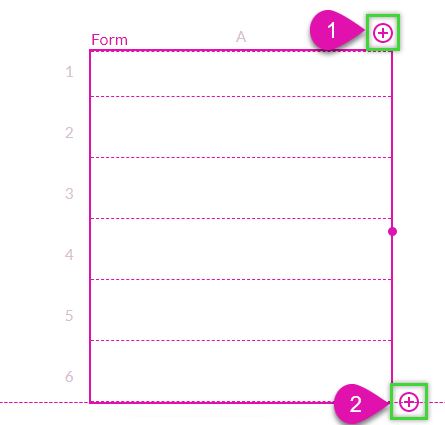 Screenshot showing how to add rows and columns to a form 