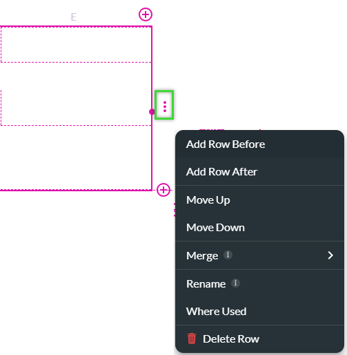 Screenshot showing the expanded form row kebab menu 