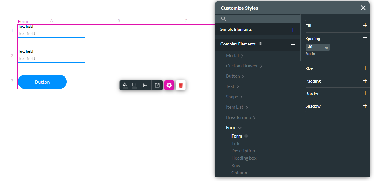 Screenshot of Customize Styles menu showing how to add row spacing 
