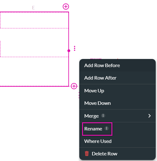 Screenshot of the expanded form row kebab menu 