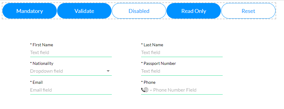 Screenshot of how a mandatory form displays 