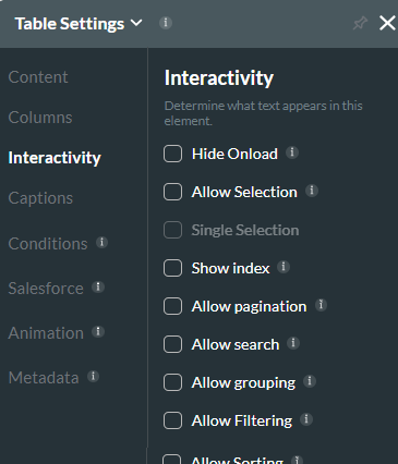 table view interactivity tab 