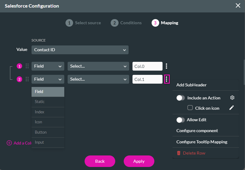 power table mapping 