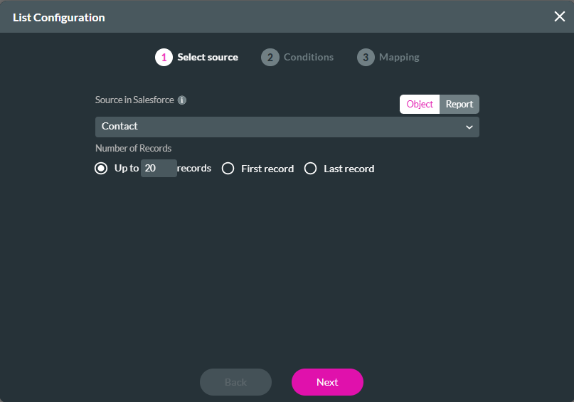 select source for list table 